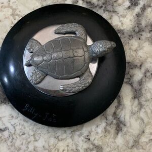 Sea Turtle Decorative sink stopper- Black & Silver